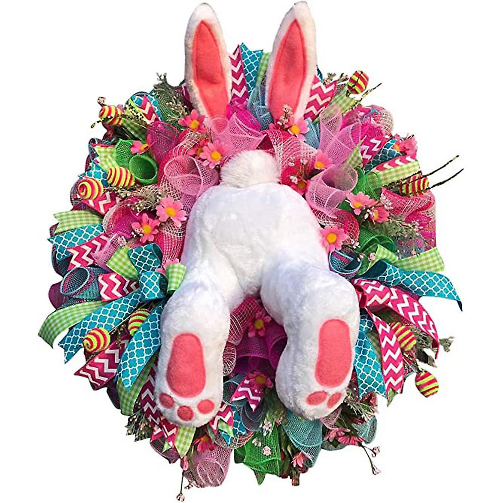 Soft Thief Bunny Butt With Ears Wreath Ornaments Colored Easter Decoration