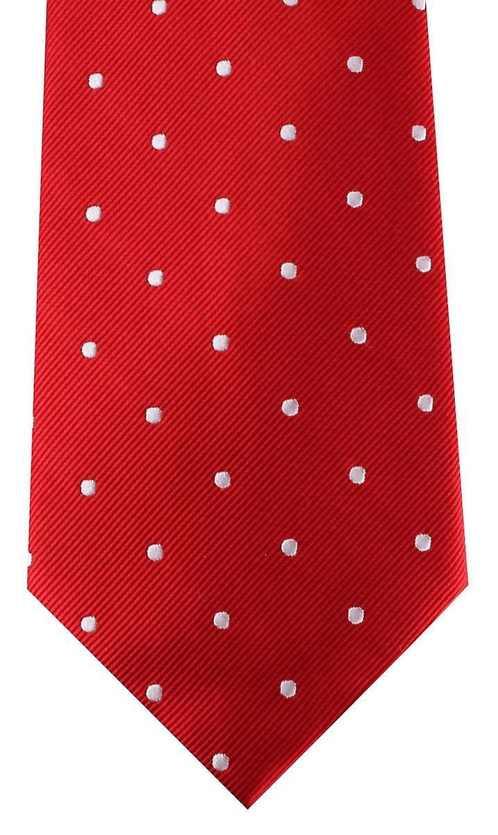 David Van Hagen Polka Dot Tie - Red/White
