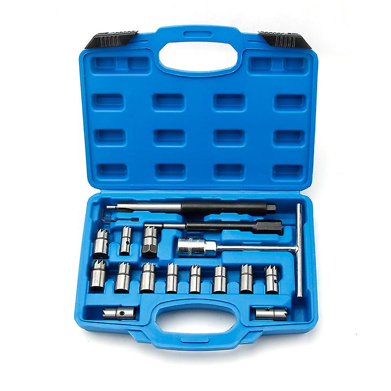 17Pcs Diesel Fuel Injector Seat Cleaning Kit Diesel Nozzle Reamer Nozzle Holder Cleaner Repair Tool Set