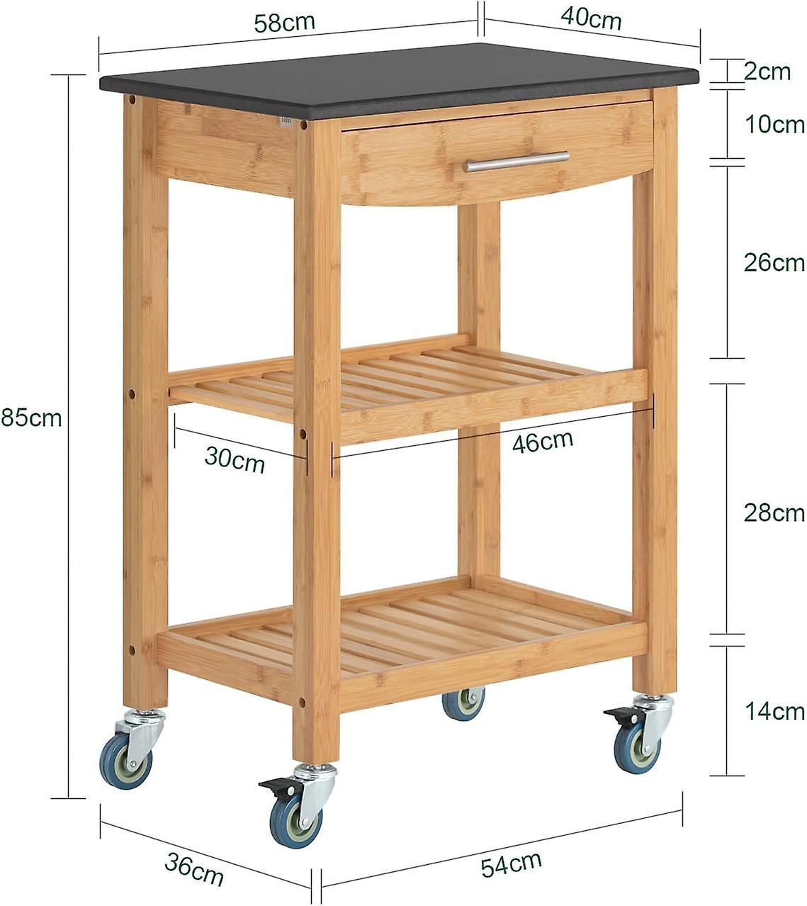 SoBuy Kitchen Storage Trolley Cart with Black Granite Top, FKW28SCH