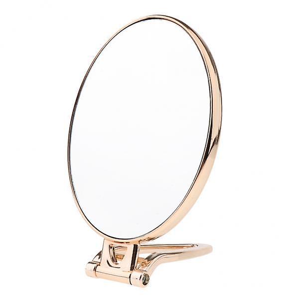 3xFolding Handheld Double Sided Mirror Table Makeup Mirror for Travel  Golden