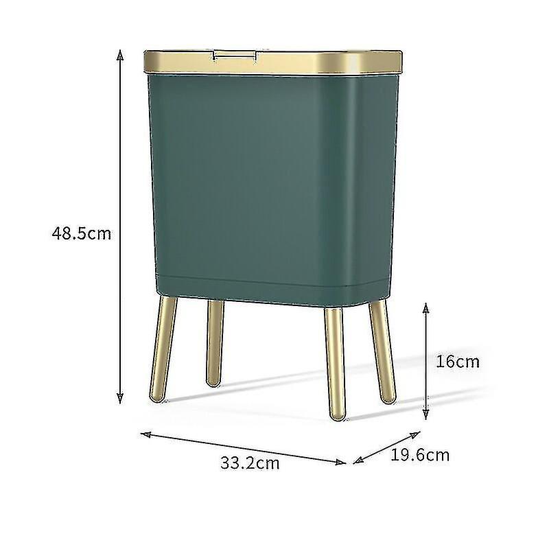 Luxury Golden Trash Can Large-capacity Trash Bin For Kitchen Bathroom High-foot Push-type Plastic Garbage Trash Compost Bin
