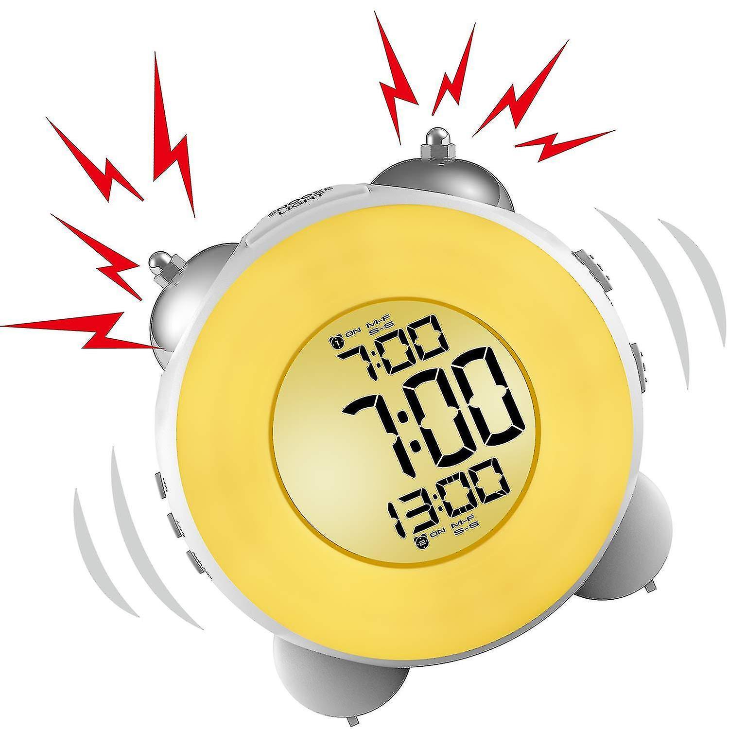 Loud Alarm Clock Non Ticking Bedside Battery Powered With Snooze Dual Alarm Night Light