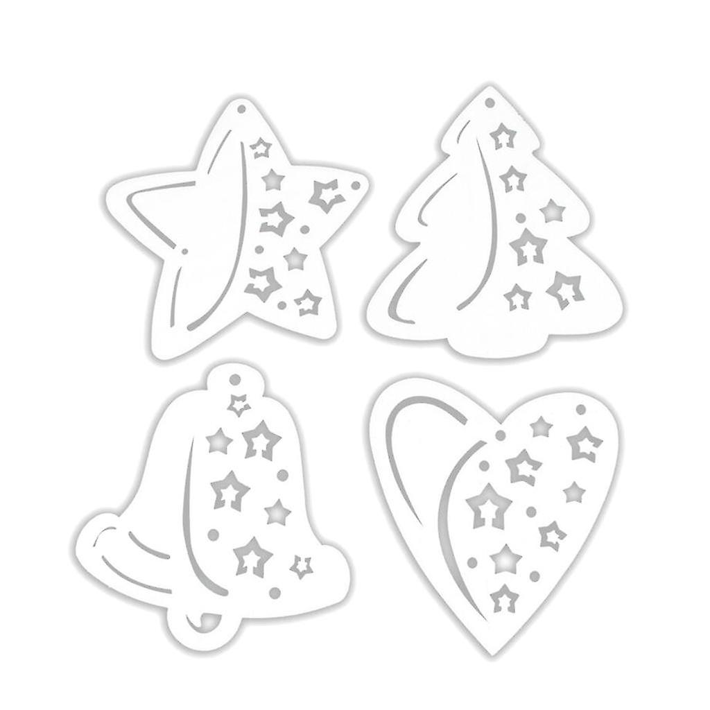 4pcs Foam 3D Snowflake Tree Bell Heart Star Pendant Window Cling Mixed