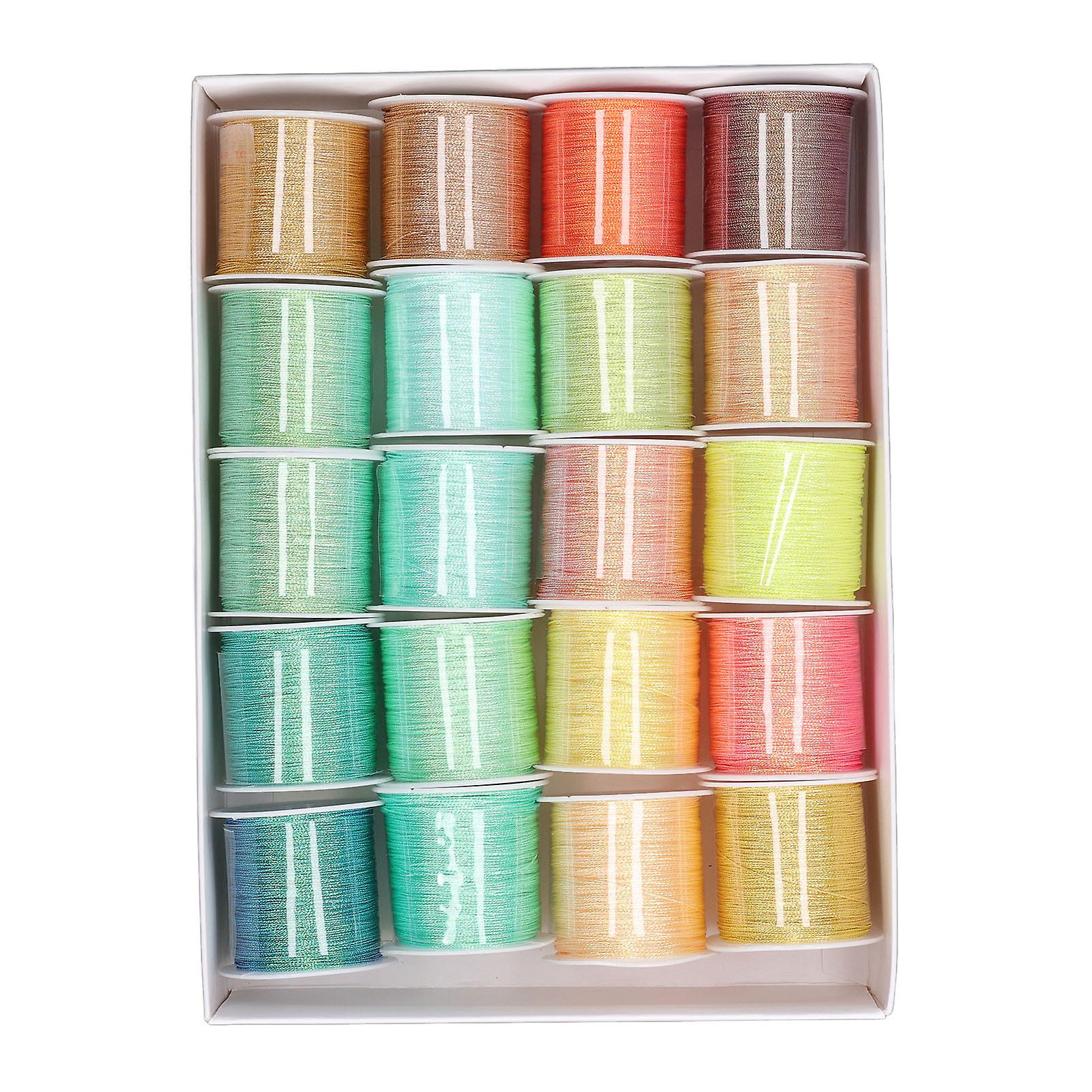 20pcs 6 Strands Embroidery Thread Hand Woven Rope Special Symphony Green Yellow Polyester Sewing Machine Thread Kit