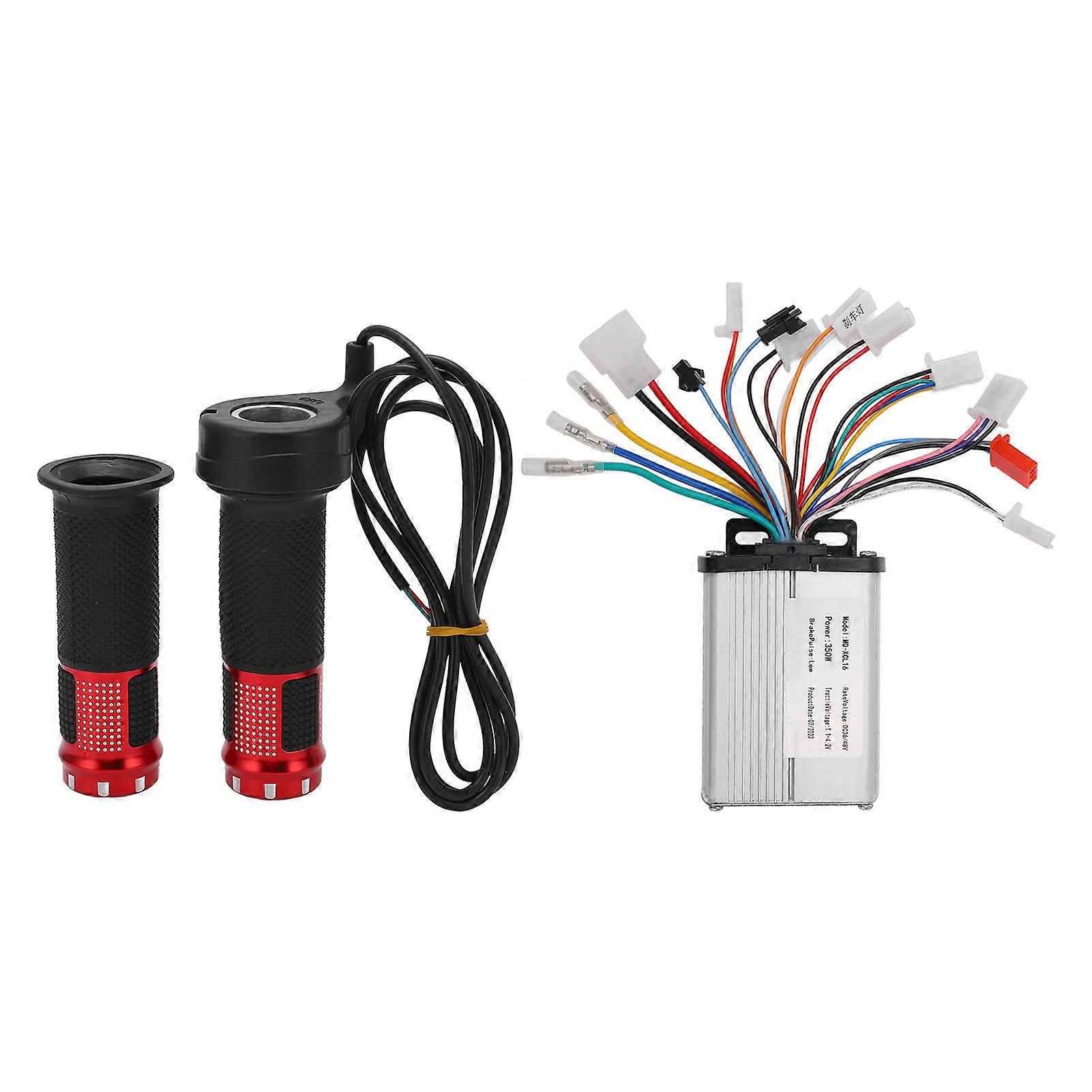 Qukaim Brushless Controllerand Grip Set Brushless Controller Kit and Grip Set for Electric Bikes Motorcycles 36V 48V 350W