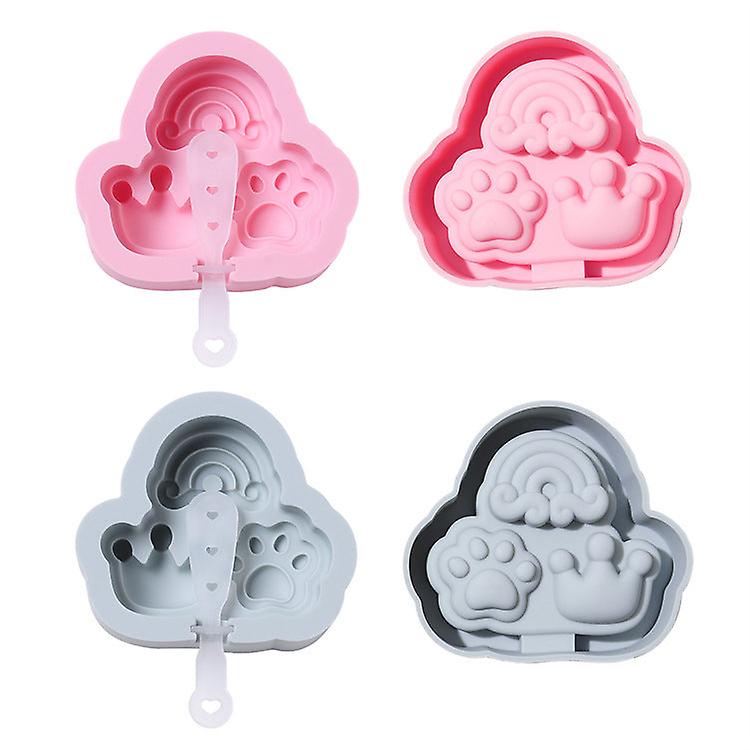2Pc Silicon Shape Cat's Paw Rainbow Crown Silicon Ice Cream Mold Popsicle