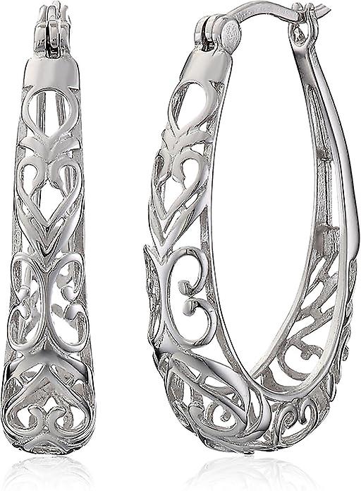 Sterling Silver Filigree Hoop Earrings