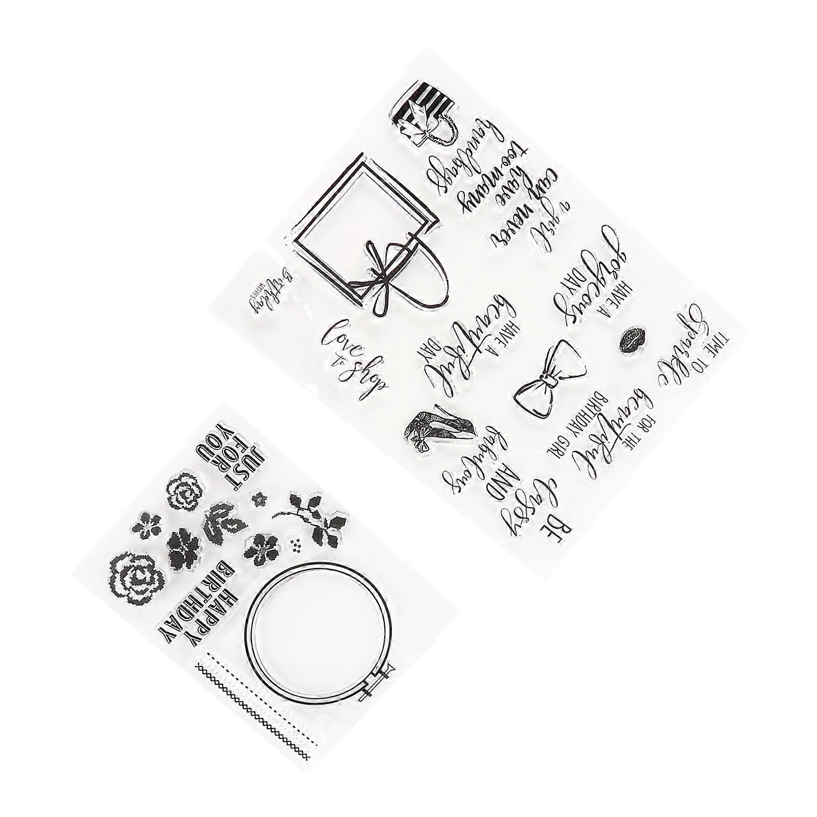 2Pcs Transparent TPR Clear Rectangle Stamps for DIY Scrapbooking