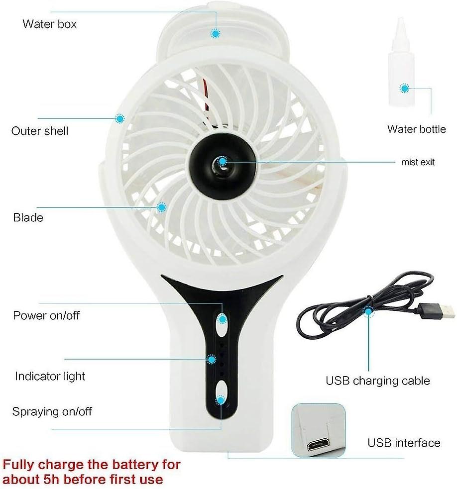 Mini Handheld USB Misting Fan (White)