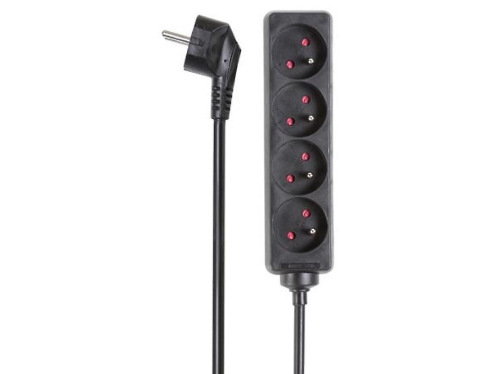 4-Way Socket - 5M Cable - Black - French Socket