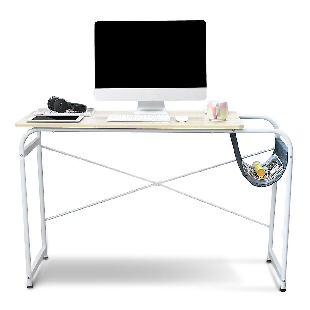 Writing Desk Computer Desk Study Table Desk with Cloth Storage Basket for Home Office White