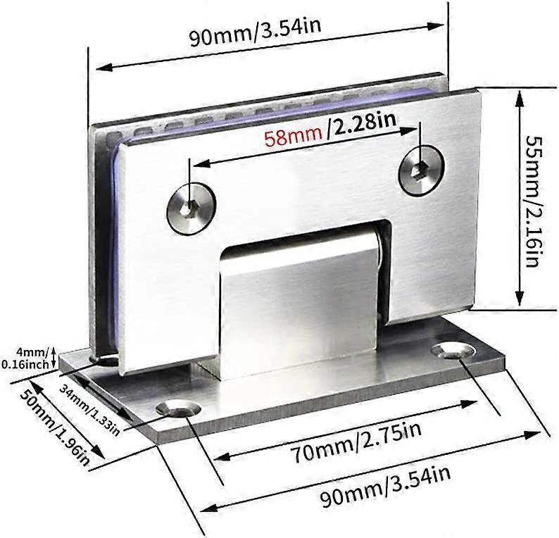 2 Pack Heavy Duty Bathroom Clamp, 90mm Hinge