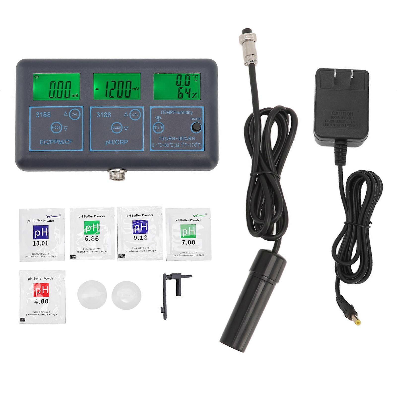 7 in 1 Water Quality Monitor WiFi for Tuya APP ABS EC Conductivity PH ORP Meter for Aquarium US Plug 110V NO.7352