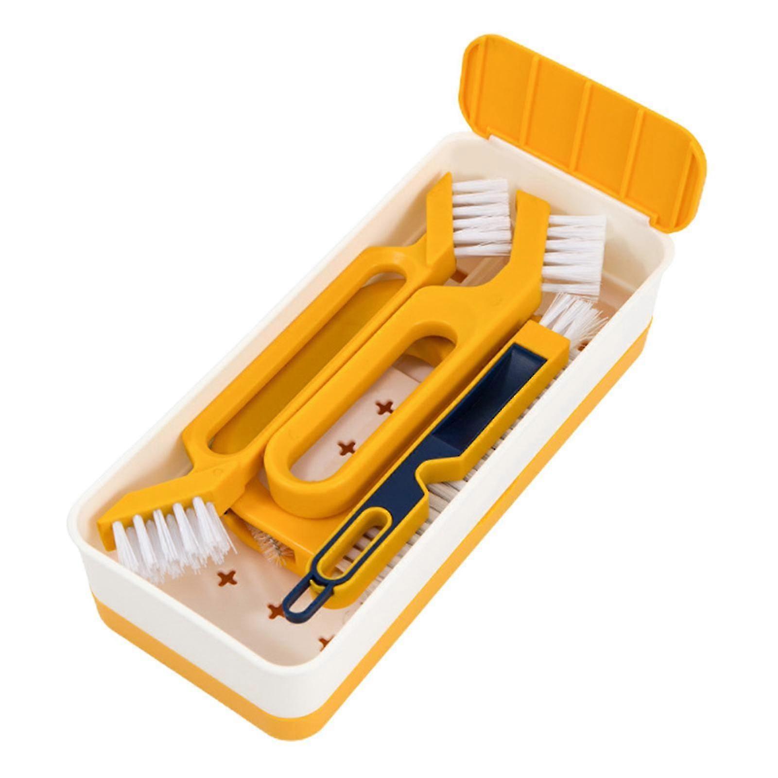 Ensemble de brosse à crevasse multifonctionnelle avec boîte de rangement Table de cuisson Coin Brosse