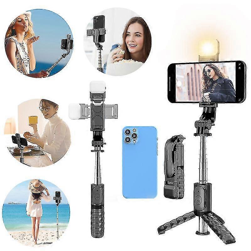 Selfie Stick Tripod With Light 3 In1 Extendable Bluetooth Selfie Stick Compact Selfie Stick For Photography
