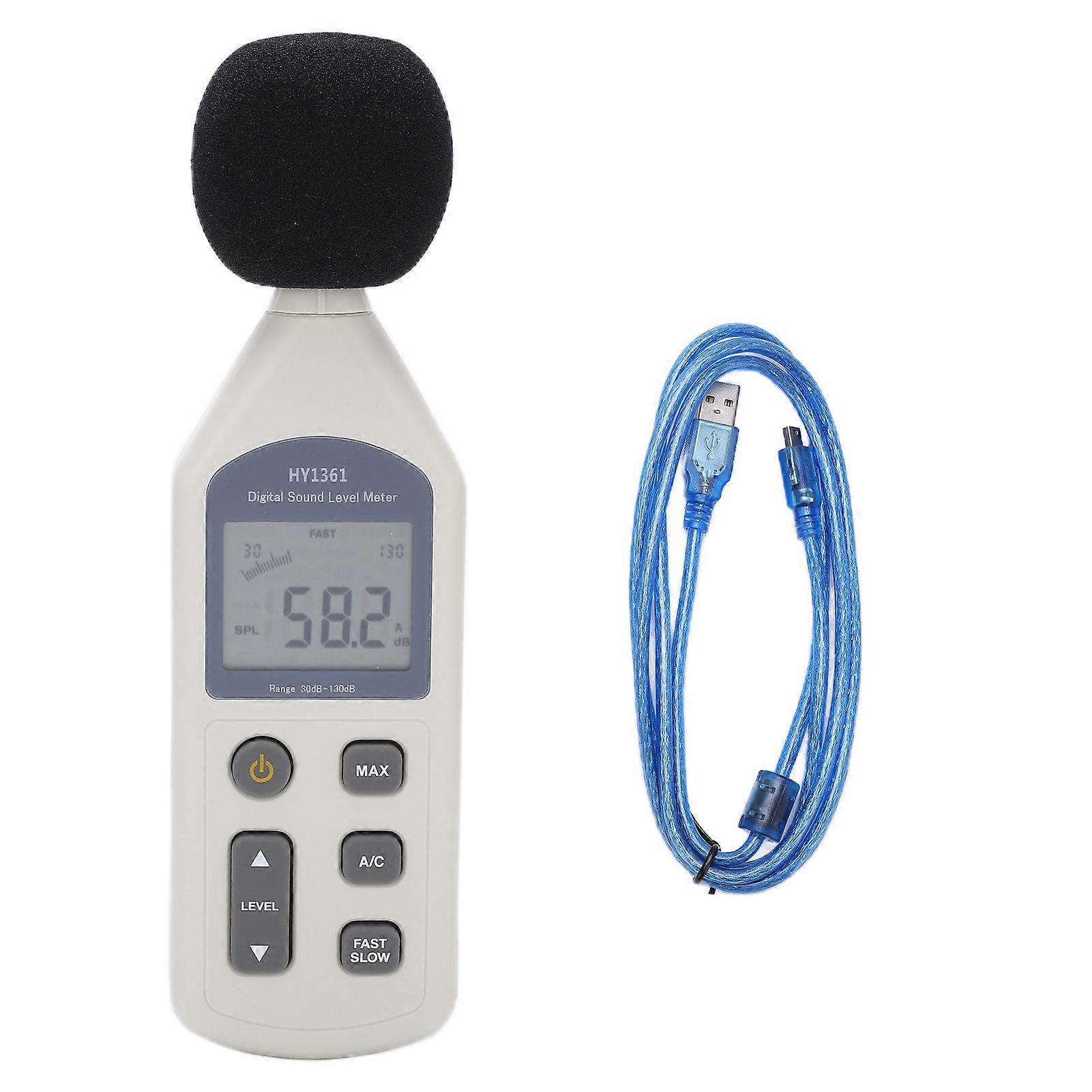 HY?1361 Digital Sound Level Meter Handheld LCD Screen USB Decibel Monitor Noise Recorder 30?130dBA 35?130dBC