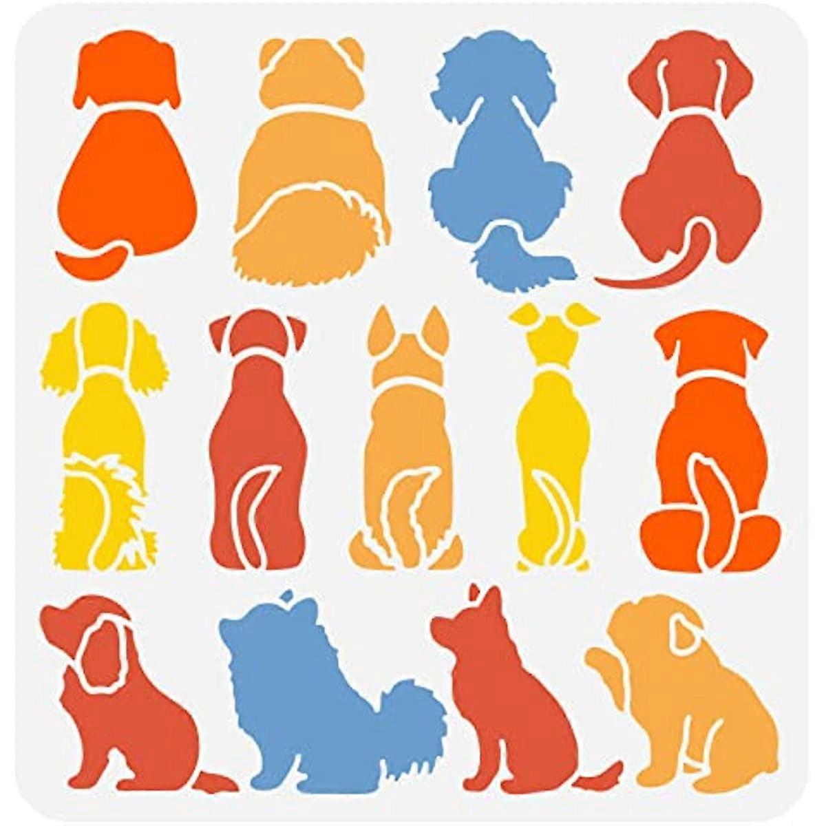 1pc Dog Stencil Puppy Dog Sitting Stencils Template Plastic Dog Pattern Stencil Large Reusable Dog Sitting Stencils
