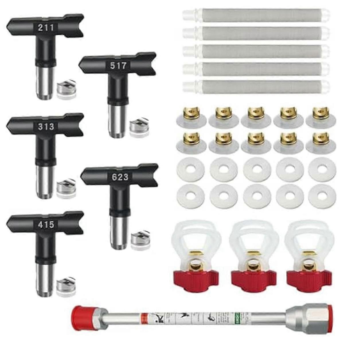 Airless Sprayer Paint Tips Reversible Sprayer Tip Nozzles Airless Extension Pole with Nozzle Guards & Sprayer Filters