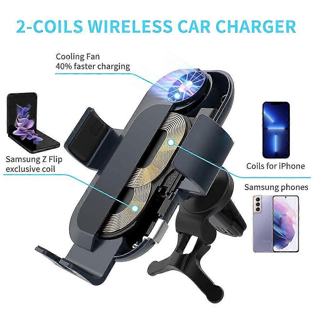 For galaxy z flip 4 phone holder for car wireless charger for samsung galaxy z flip 3 2 1 dual coil foldable phone fast charging.