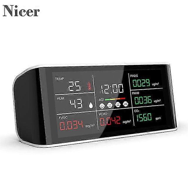 Air quality analyzer digital display screen co2 pm2.5 10 hcho tovc temperature humidity detector monitor infrared ndir detector
