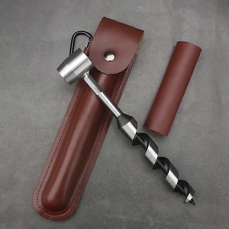 Hand Auger Wrench Multifunctional Survival Gear Wood Drill Bit With Leather Case For Outdoor Activities Bushcraft