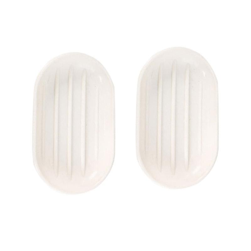 2pcs Practical Creative Oval Soap Dishes Soap Box With Pp Material Bathroom Plastic Soap Holder (White)