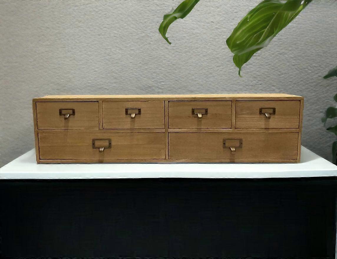 Wide Trinket Chest With 6 Drawers Storage Unit