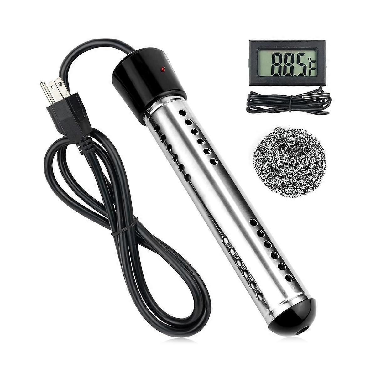 US Plug,Immersion Water Heater, 1500W Bucket Heater, Electric Submersible Water Heater with LCD The