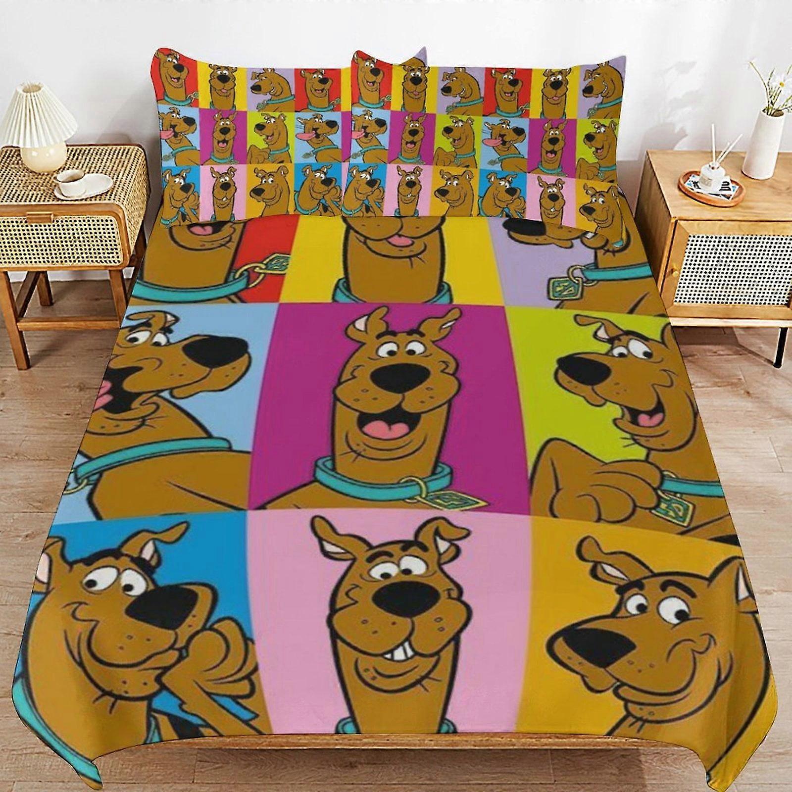 x134 Scooby Doo Comforter Set 3 Pieces Quilt Cover Set Soft Bedding Sets for All Seasons (1 Comforter 2 Pillowcases) hb134