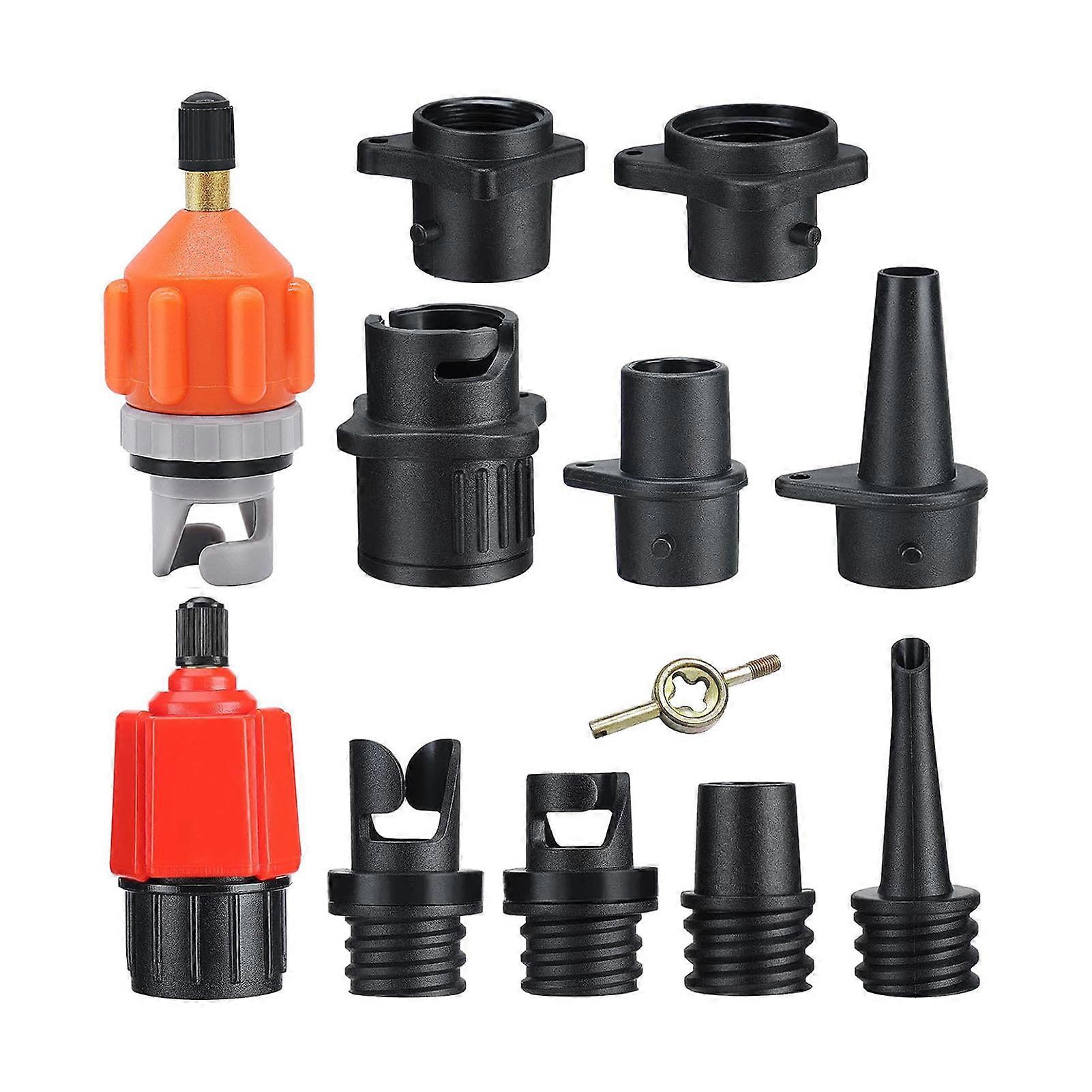 1 Set Inflatable SUP Pump Adaptor Paddle Board Pump Attachment SUP Air Valve Adapter with 9 Standard Conventional Air Pump Nozzles for Inflatables