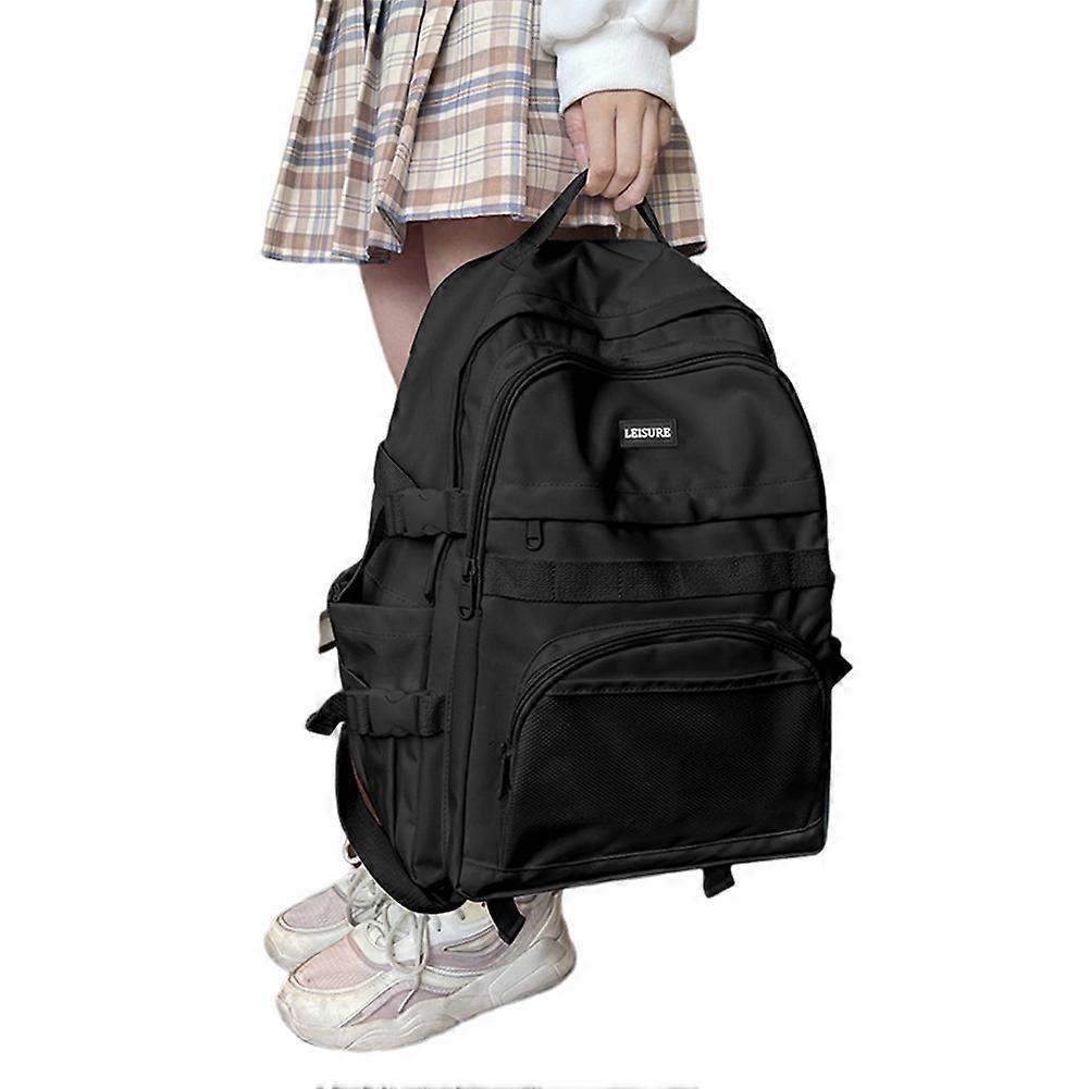 Solid-Color Backpack for Student Lightweight Portable Bookbag Gift for Kids Boys Girls