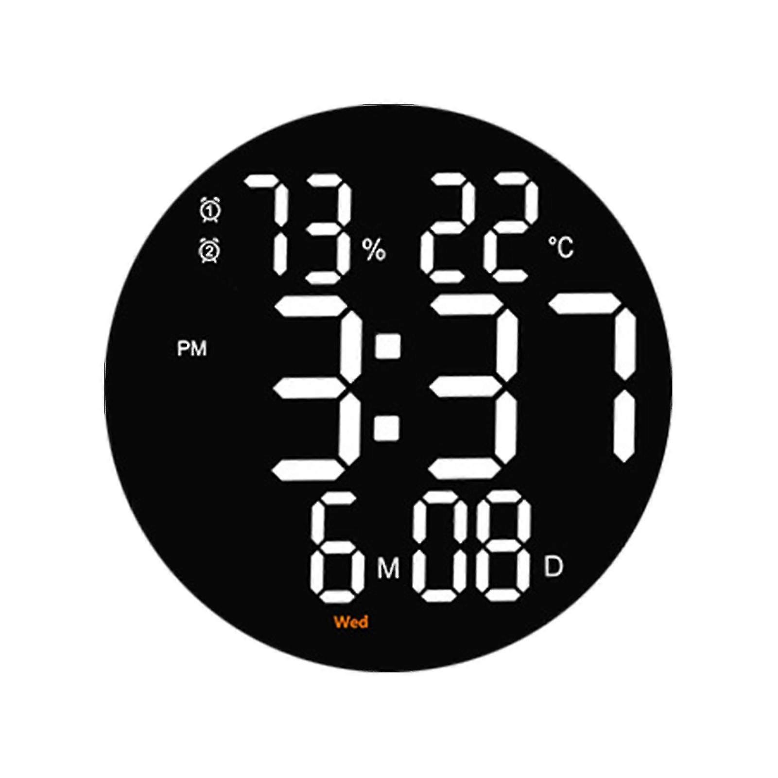 Led Wall Clock Temperature Humidity Display Remote Control Clock