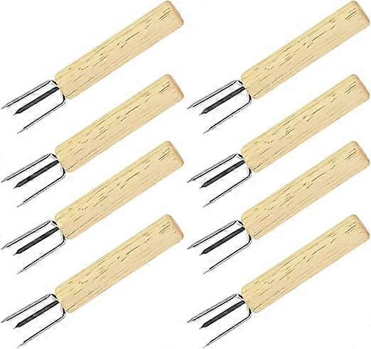 ZK- Piece Pack Corn Skewers Oak + 304 Stainless Steel 10*1.5cm Rust Resistant Potato Fork Reusable Corn Fork With 3 Forks For Fruit Vegetable BBQ Camp