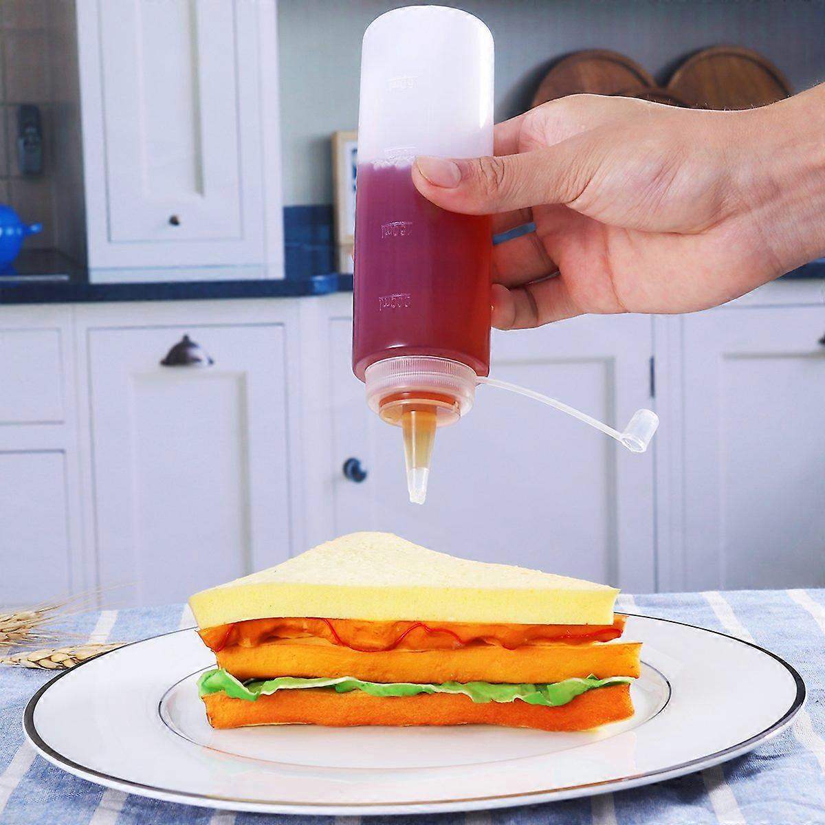 6 Pack Squeeze Condiment Bottles With Cap Spice Dispenser 8 oz