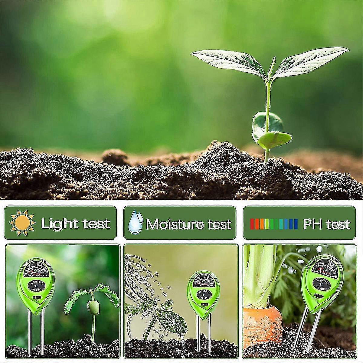 Soil Tester,3-in-1 Soil Test Kit With Moisture,2pcs Light Green