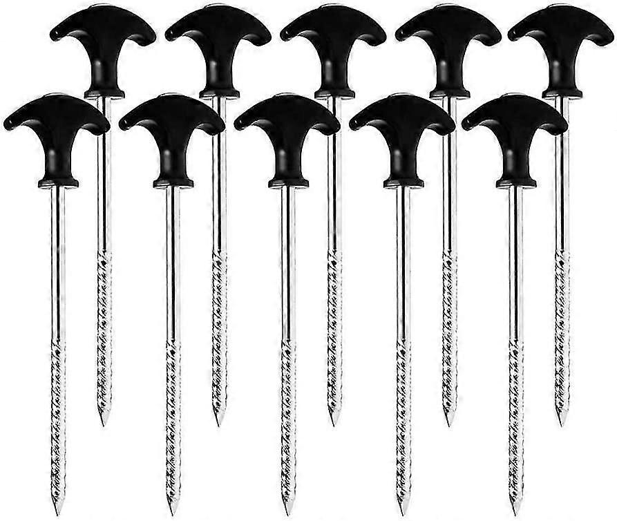 Jinxiu Tent Pegs Screw In Shaft Galvanized Steel Rust Proof For Tents Gazebos Awning(10 Pcs, Black)