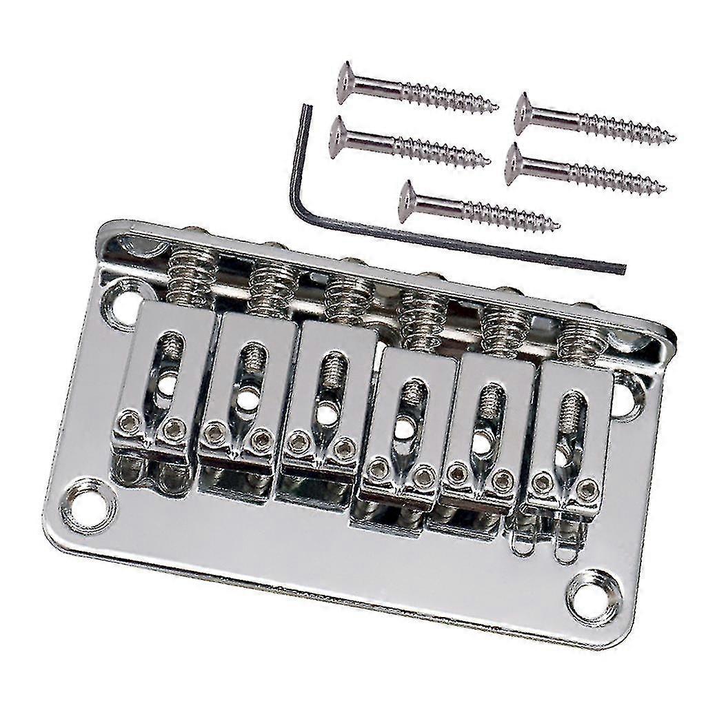 1 Set 6 String Guitar Fixed Bridge Tailpiece Black For Electric Guitar Musical Instrument Parts Silver