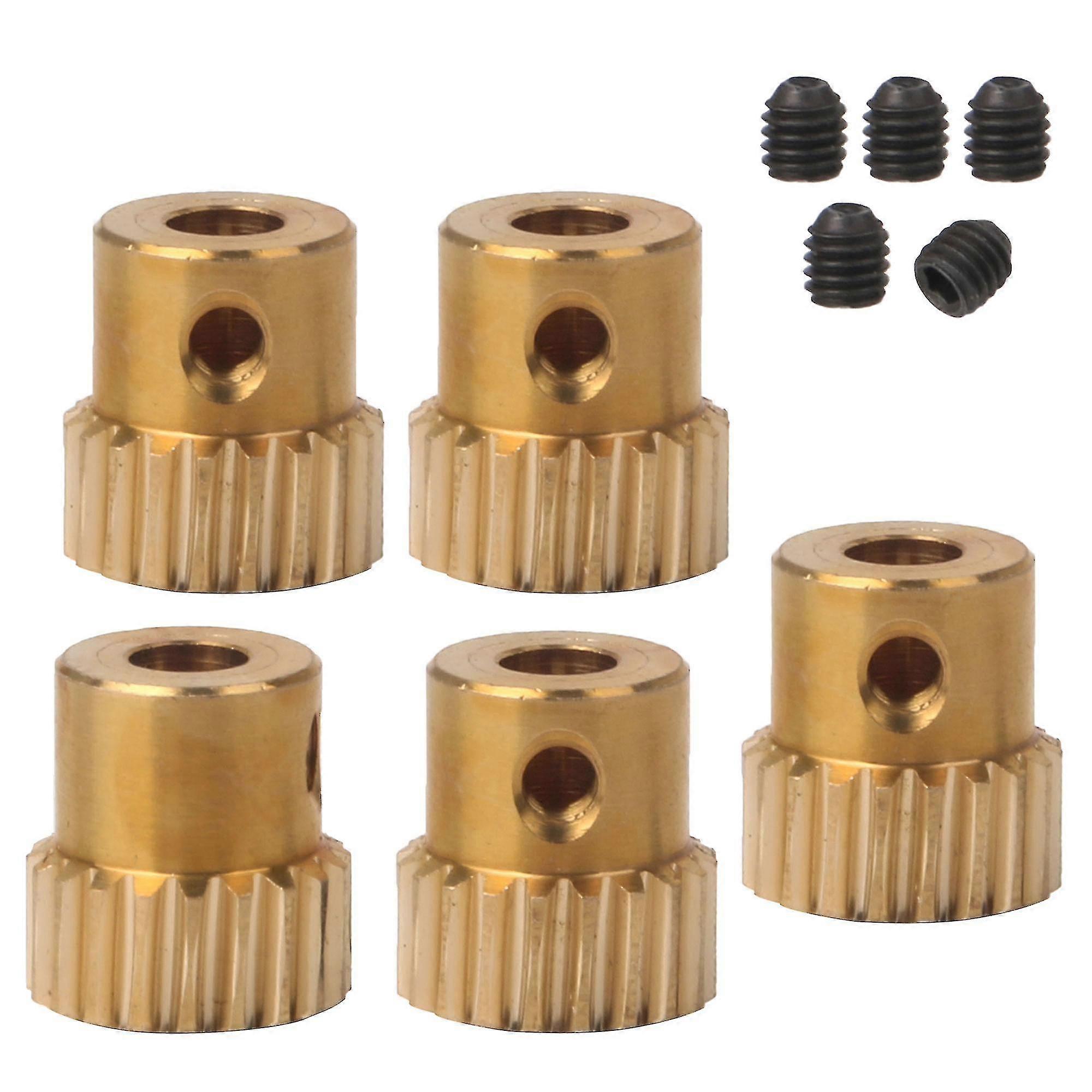 5 stuks messing tandwiel 0.5m 20t 0.44inch buitendiameter met 5x schroef