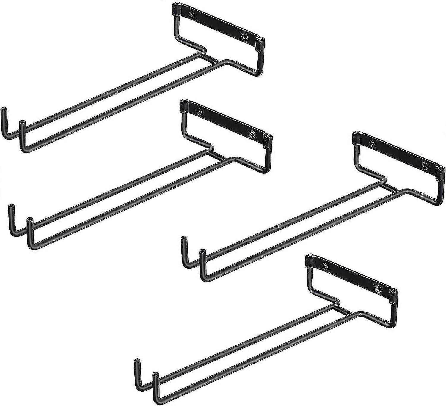 Cintres en verre pour étagère en fer support en verre contient 4 verres support d’affichage en verre de vin monté au mur Support en verre à l’envers - noir