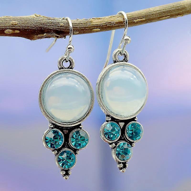 Antique Style Geometry Drop Earrings Light Blue-