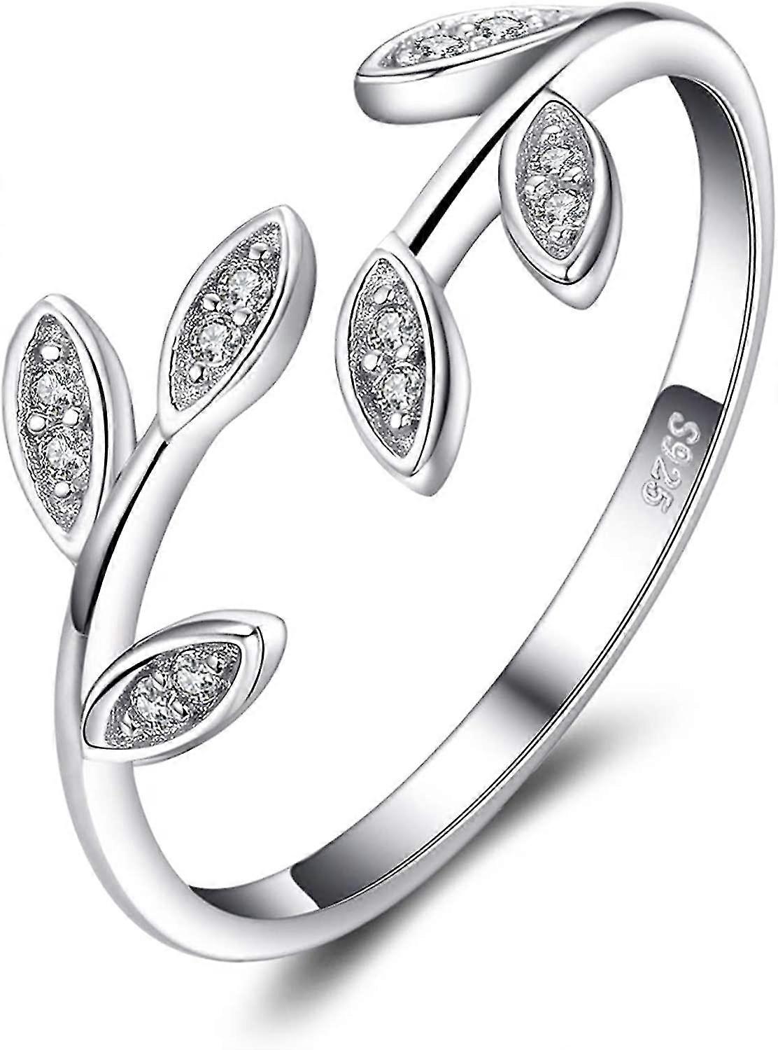 Bague ouverte réglable Bague pour femmes En forme de feuille d'olivier Bagues d'anniversaire de mariage Bijoux pour femmes