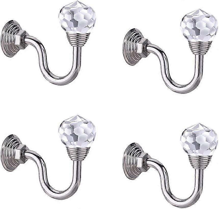 4 Pcs Crystal Curtain Holdbacks Hooks Drapery Tiebacks Tassel Holder