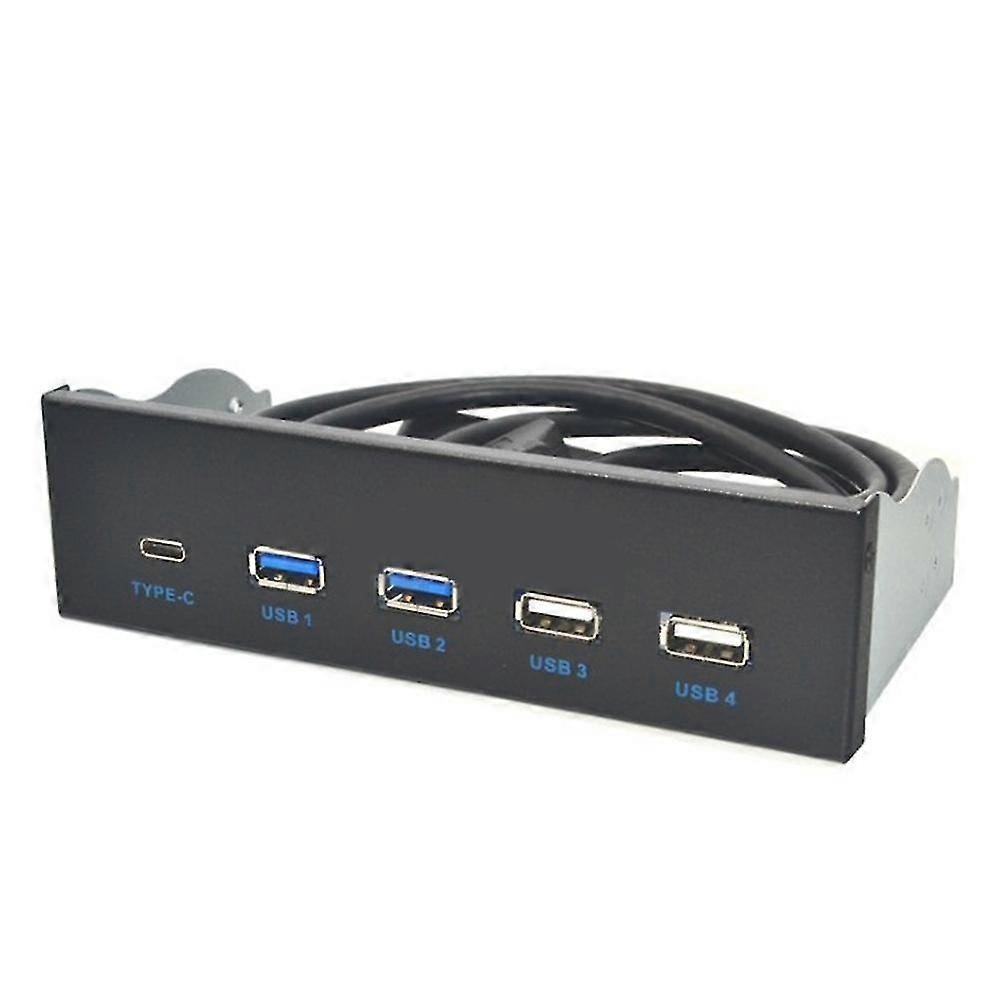 5,25 polegadas Usb3.1 Gen2 Painel frontal Usb Hub 2 portas Usb3.0 + 2 portas Usb2.0 + 1 porta Tipo-c com conector tipo e