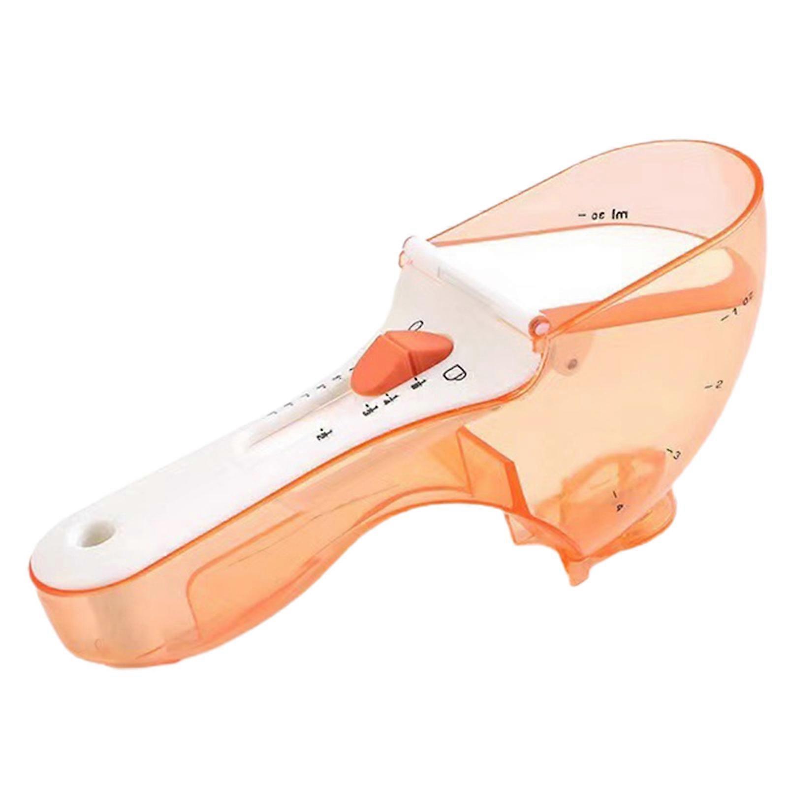 Measuring Spoon with Scale Accurate Measurement Adjustable Push Button Ergonomic Handle Plastic Food Grade Flour Spoon Kitchen Gadget KAESI