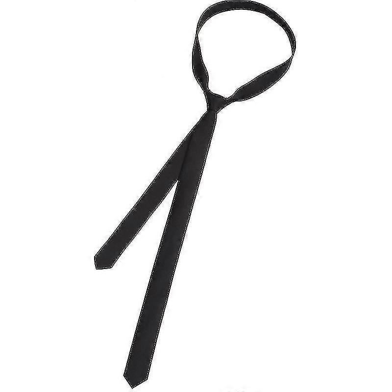 Tie For Women And Men 3cm Ultra Narrow Korean Style Pure Black Shirt Decoration With College Style