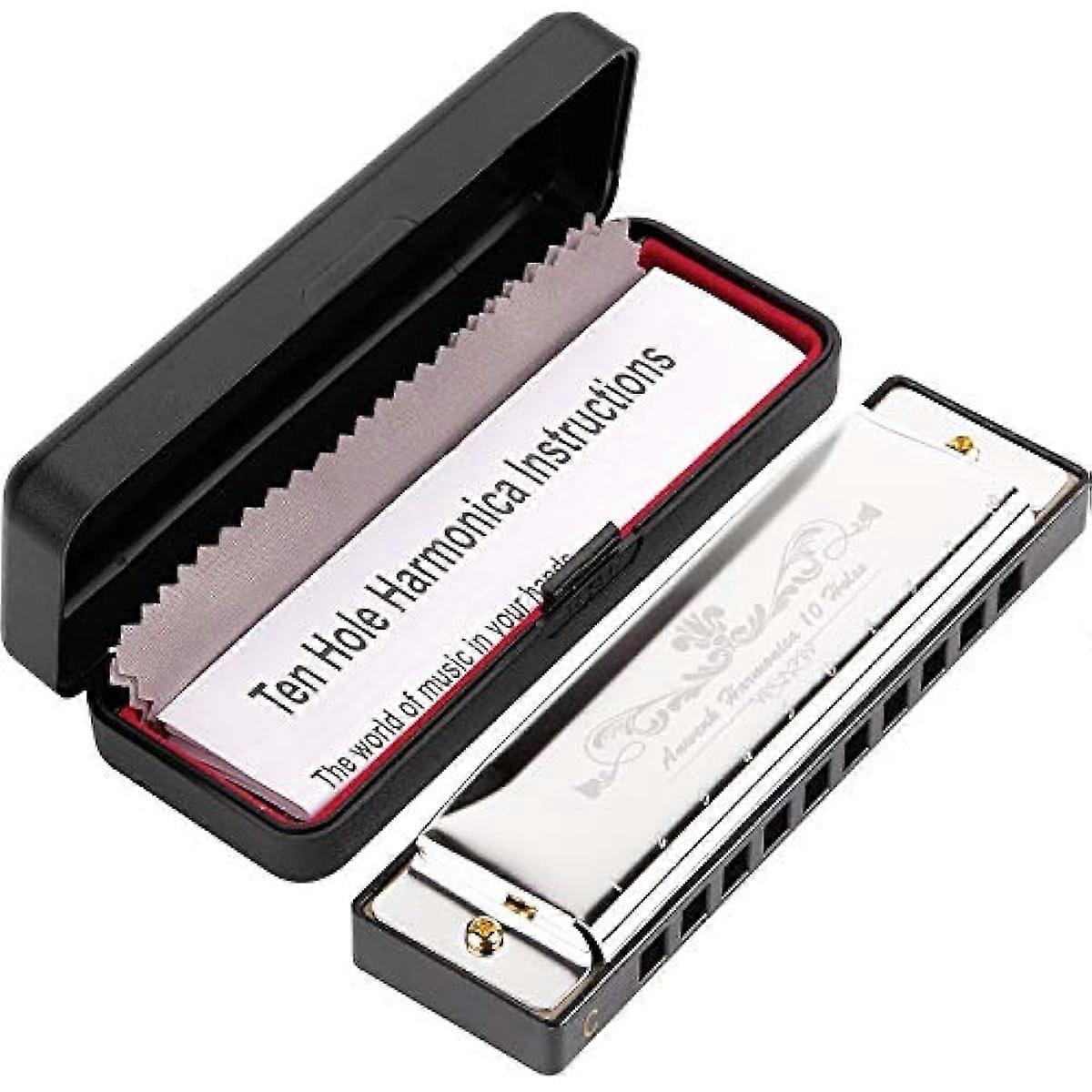 Harmonica Key of C 10 Hole 20 Tone Diatonic Harmonica C with Case for Beginner Students  Kids Gift