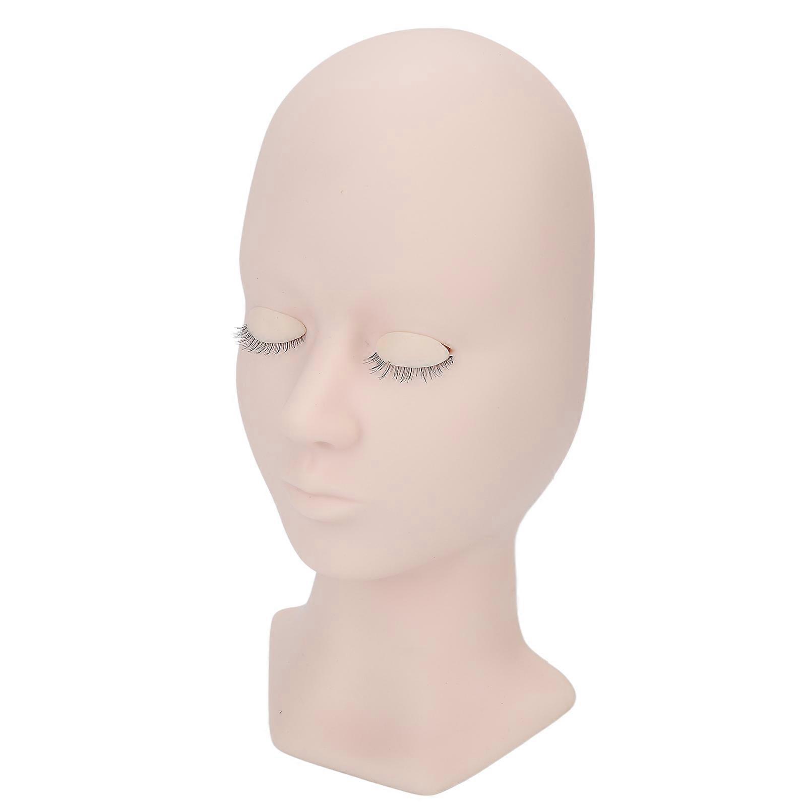 Eyelash Mannequin Head Replaceable Eyes Eyelash Extensions Makeup Massage Acupuncture Silicone Practice Head Model With Eyelashes Single Eyelid Pink