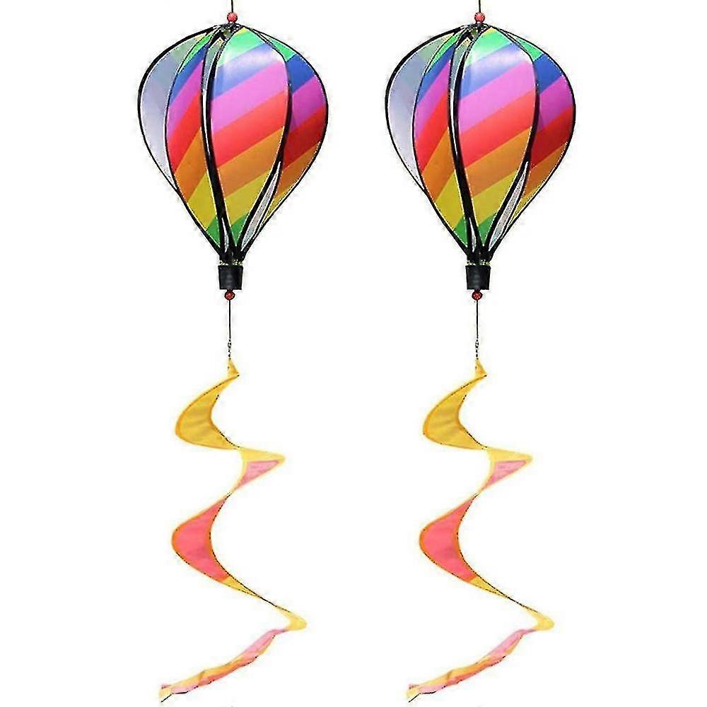 2pcs Balloon Wind Spinner Striped Windsock Balloon Yard Decor Spiral Balloon Windmill