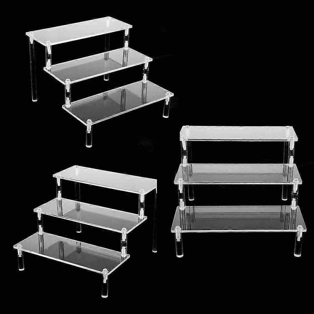 3pcs Acrylic Cosmetics Storage Rack ,Model Figures Display Stand, Clear